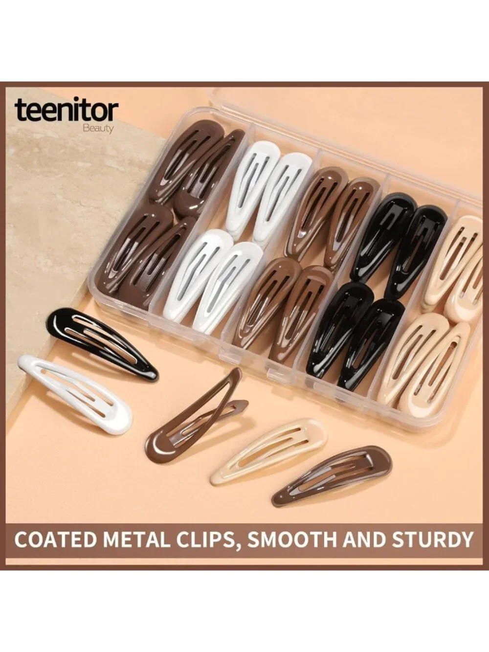 50Pcs Mixed Color Snap Hair Clips for Women - 2 Inch Metal Barrettes, 5 Colors